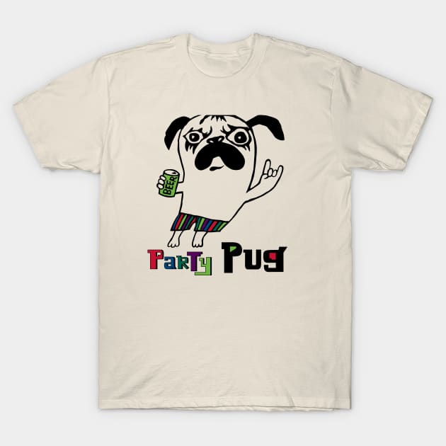 Party Pug T-Shirt by Andibird